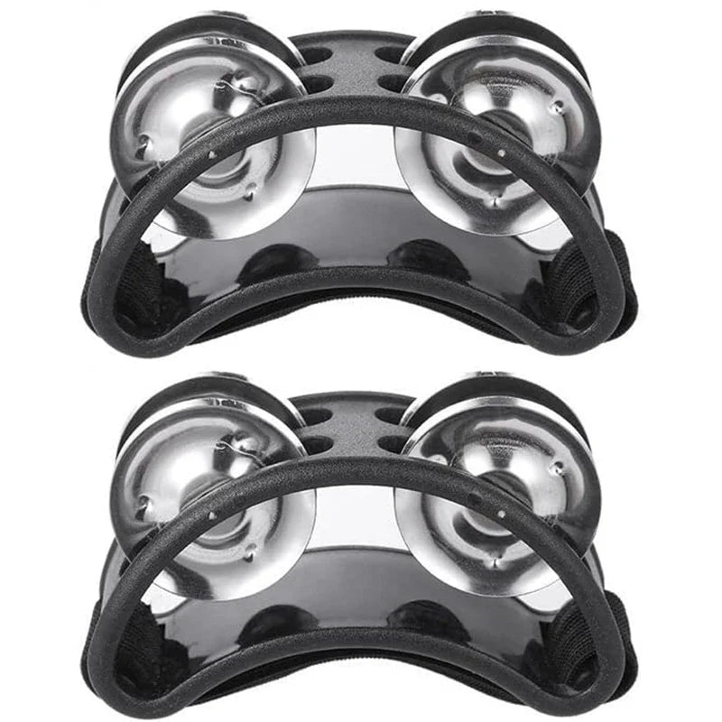 2-Pack Elliptical Hand & Foot Jingle Drum Tambourines – Kids Musical Percussion Instrument for Party & Music Education