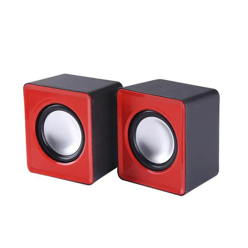 Mini USB Computer Speakers 2.0 Stereo – Portable Desktop & Laptop Speakers, 3.5mm AUX, RMS 3W x2 (Blue/Black/Red/White)
