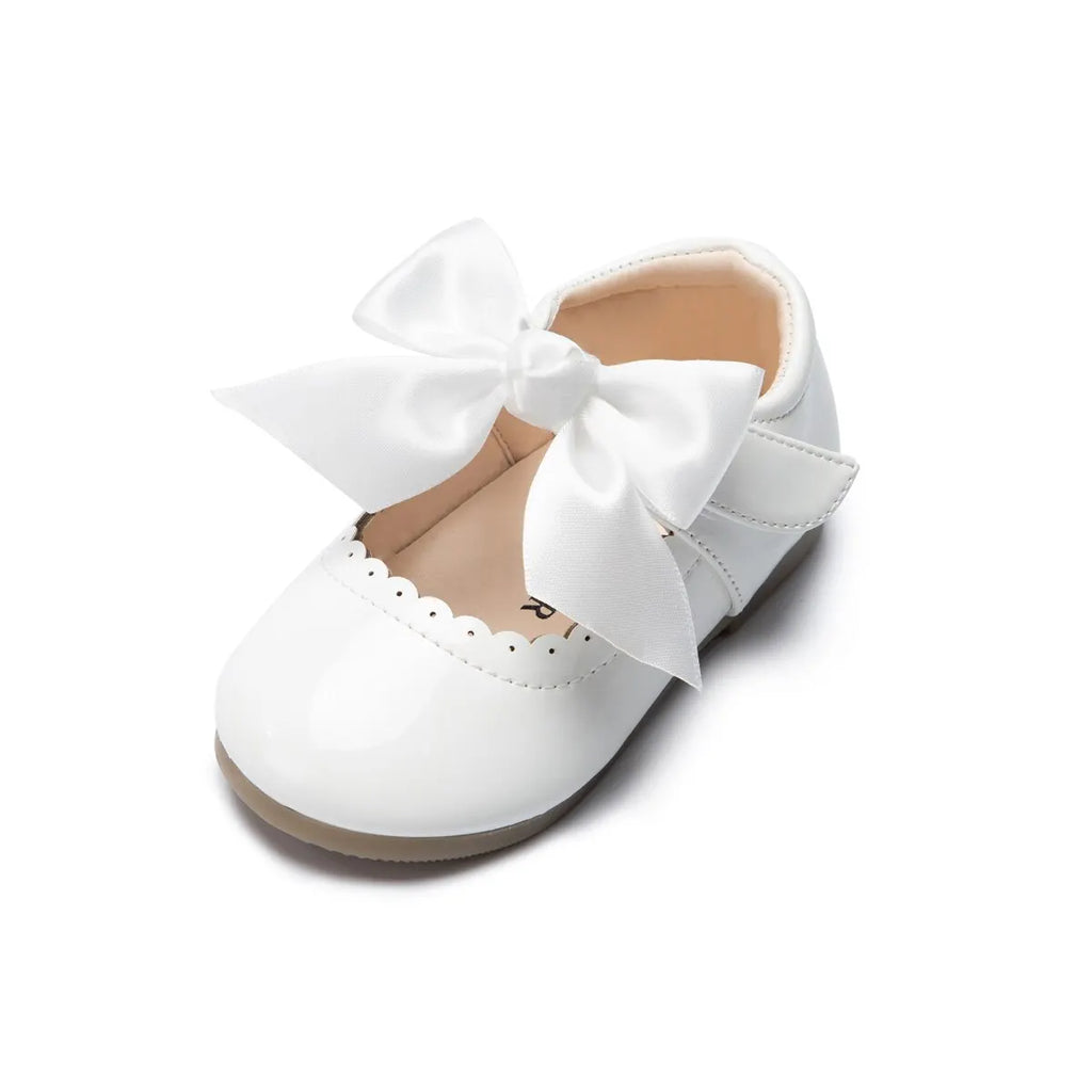 Baby Girl Mary Jane Shoes – Leather Bow Ballet Flats, Non-Slip Rubber Sole, Infant 0-12 Months