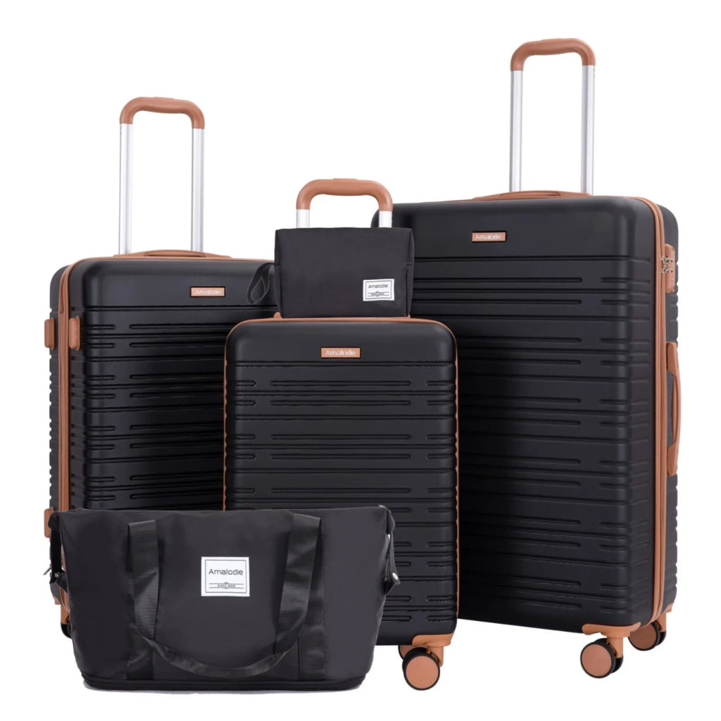 5-Piece Hardshell Luggage Set – 28-inch (70 cm), 24-inch (61 cm), 20-inch (51 cm) Spinner Suitcases with TSA Lock, Double 360° Spinner Wheels, Weekend Duffle & Toiletry Bag