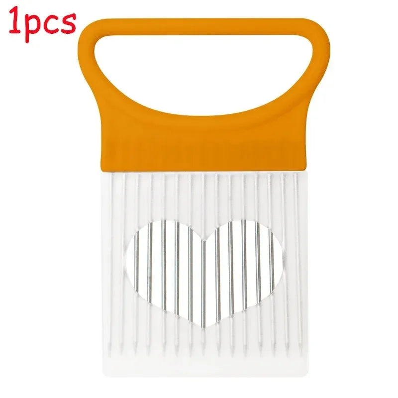 Colorful Onion Slicer & Holder - Stainless Steel Potato Chip Style Vegetable Slicer (1/2/3/4-Pack)