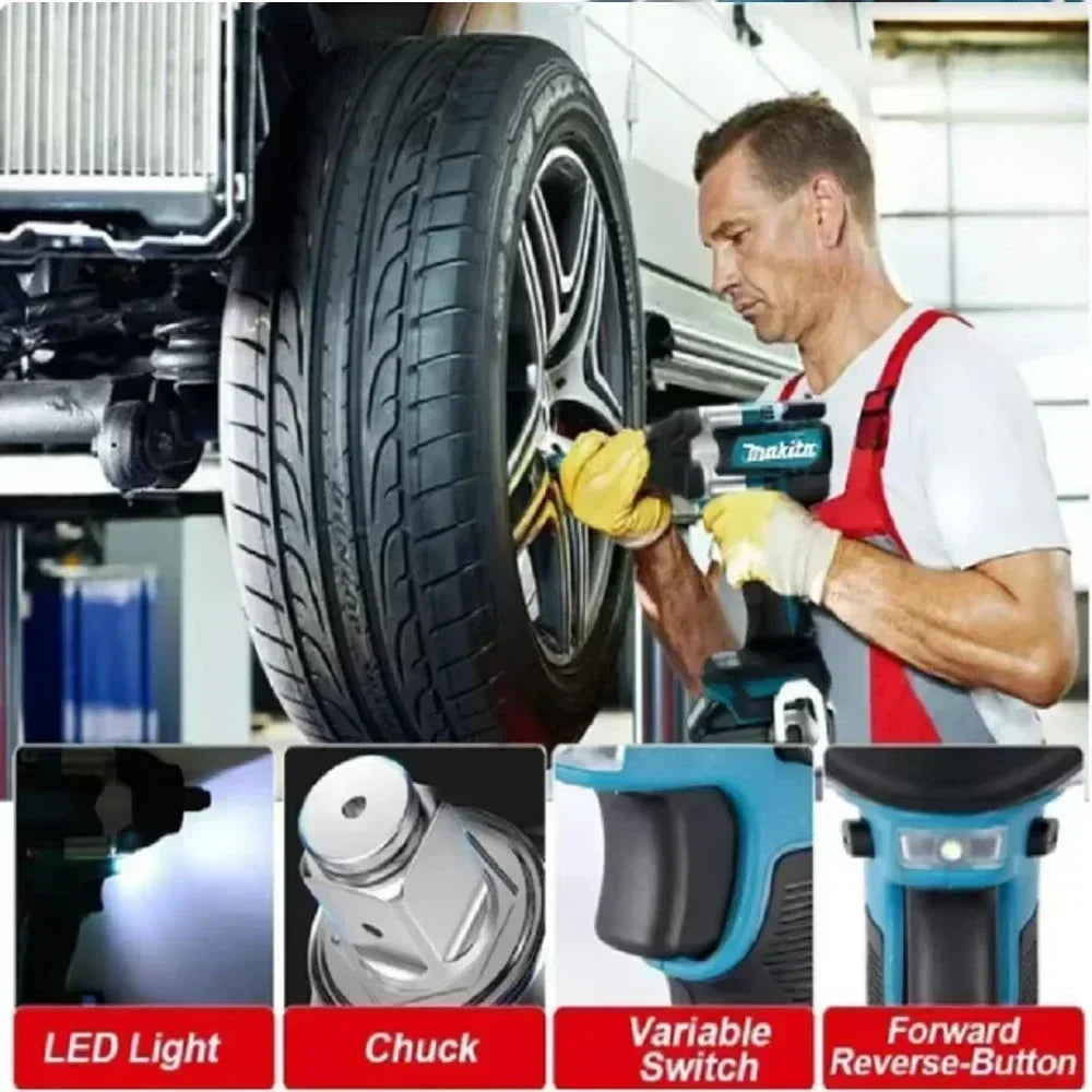 18V Brushless Cordless Impact Wrench 1000 N·m (737 lb·ft) High Torque Drill & Screwdriver