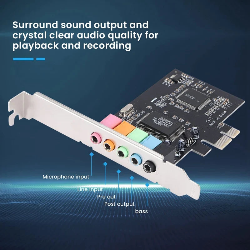 PCIe x1 4.1/6-Channel 24-Bit 3D Audio PCI Express Sound Card for PC EAX A3D DirectSound