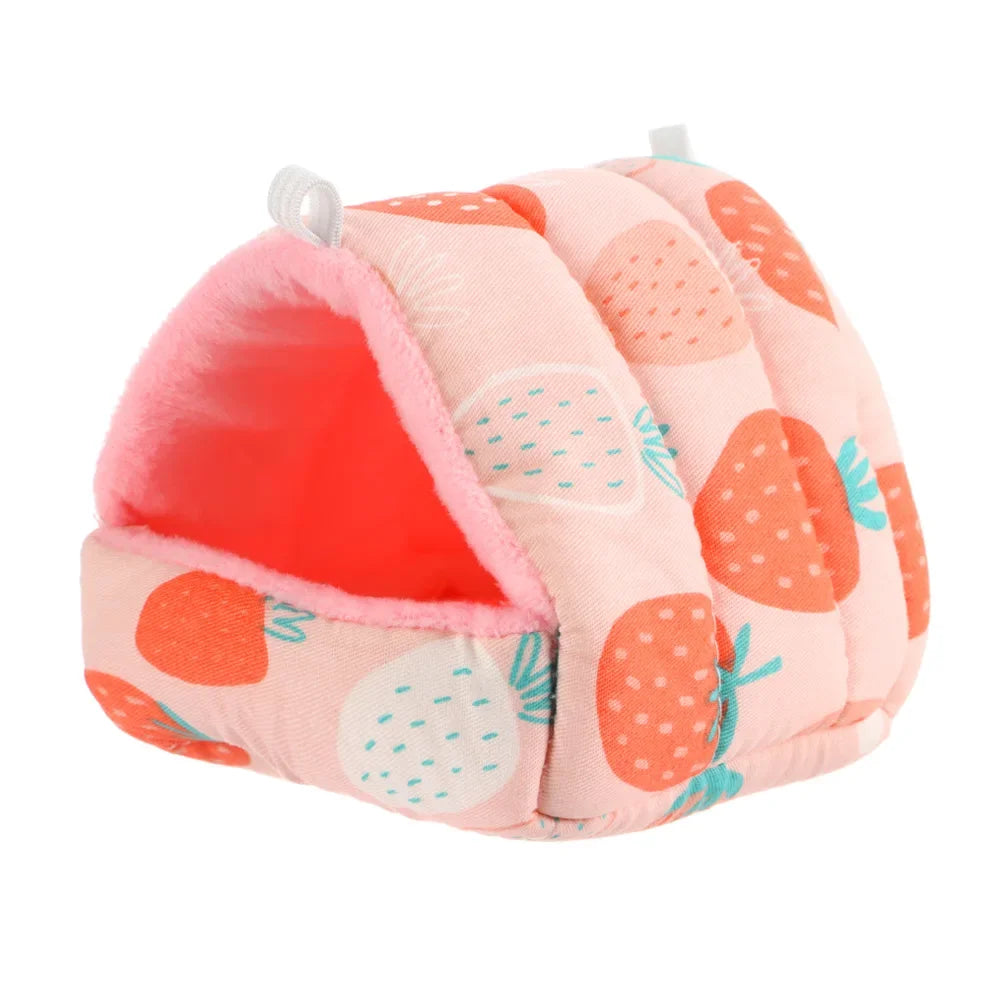 Cute Cartoon Plush Hanging Pet Nest — Warm Small Animal Sleeping Bed for Hamster, Guinea Pig, Rabbit (S/M/L/XL 3.15–7.87 in / 8–20 cm)