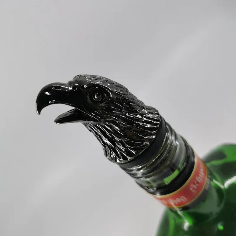 Zinc Alloy Animal Head Wine Pourer - Decorative Bottle Pour Spout & Stopper (Deer, Elk, Lion, Leopard, Wolf, Eagle, Dragon)