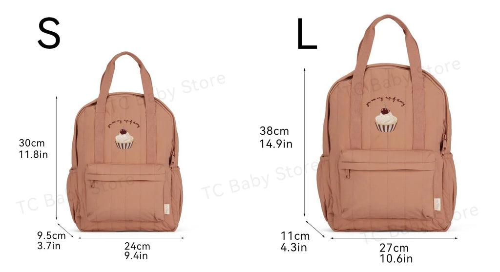 Cherry Parent-Child Kids Backpack — Kindergarten School Bag (Small & Large S/L) Lightweight Cotton Travel Bag for Boys, Girls & Moms