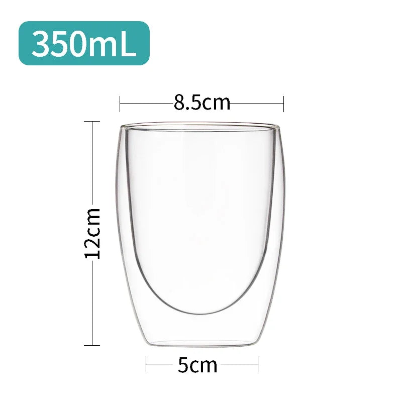Double Wall Borosilicate Glass Mug - Heat-Resistant Insulated Tumbler for Coffee, Tea, Whiskey, Beer & Cocktails - Gift