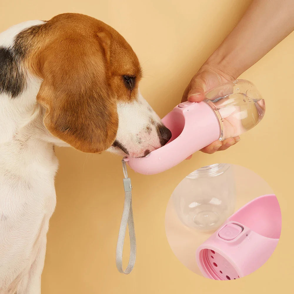 Portable Leakproof Pet Water Bottle with Built-in Bowl – Travel Dog & Cat Water Feeder (300 / 350 / 550 ml)