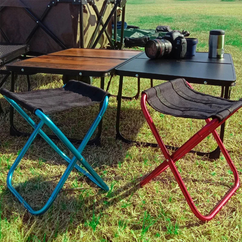 Portable Folding Camping Stool - Lightweight Aluminum Alloy with Carry Bag for Fishing & Hiking