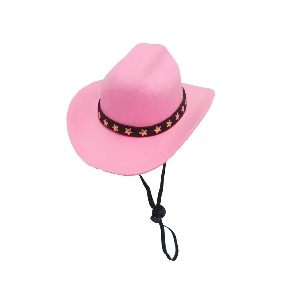 Adjustable Pet Cowboy Hat for Small Dogs & Cats – Funny Western Headwear, Summer Costume Accessory (5.3×4.3×2.4 in / 13.5×11×6 cm)