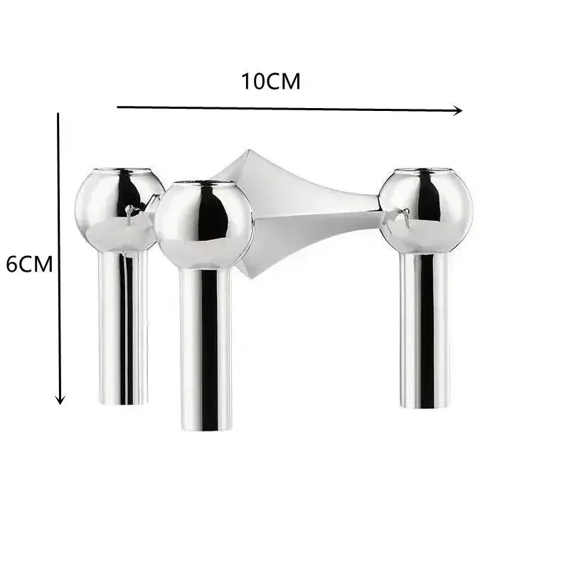 Molecular Structure Stainless Steel Candle Holder - Nordic Silver Candelabra Centerpiece