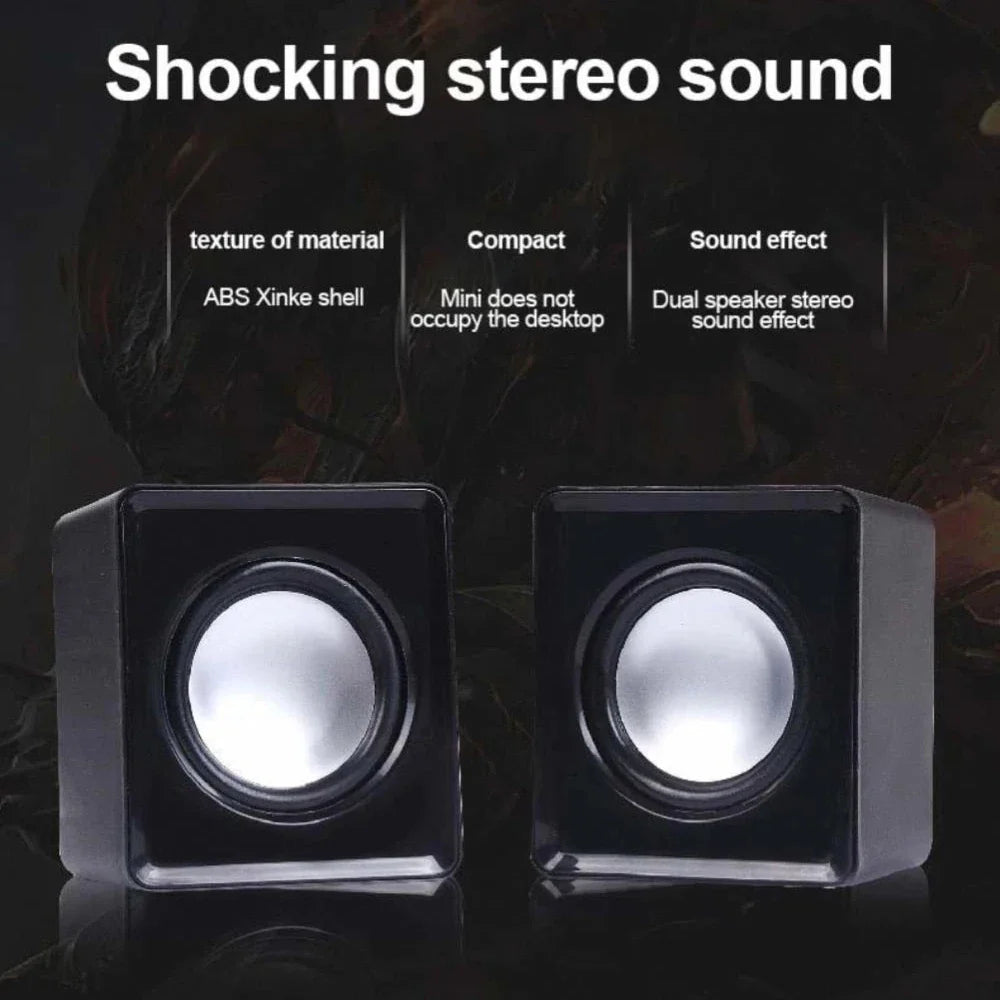 Mini USB Computer Speakers 2.0 Stereo - Portable PC Laptop Desktop Sound System, 3W x2