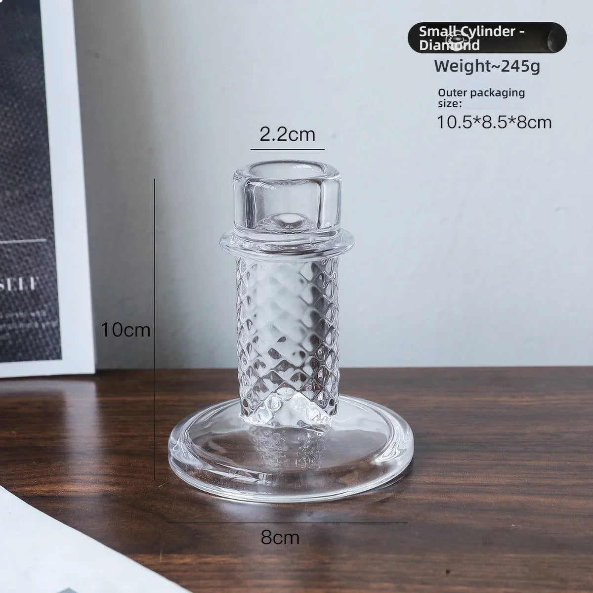 Clear Glass Pillar Candle Holder Table Candlestick for Dining Room Decor