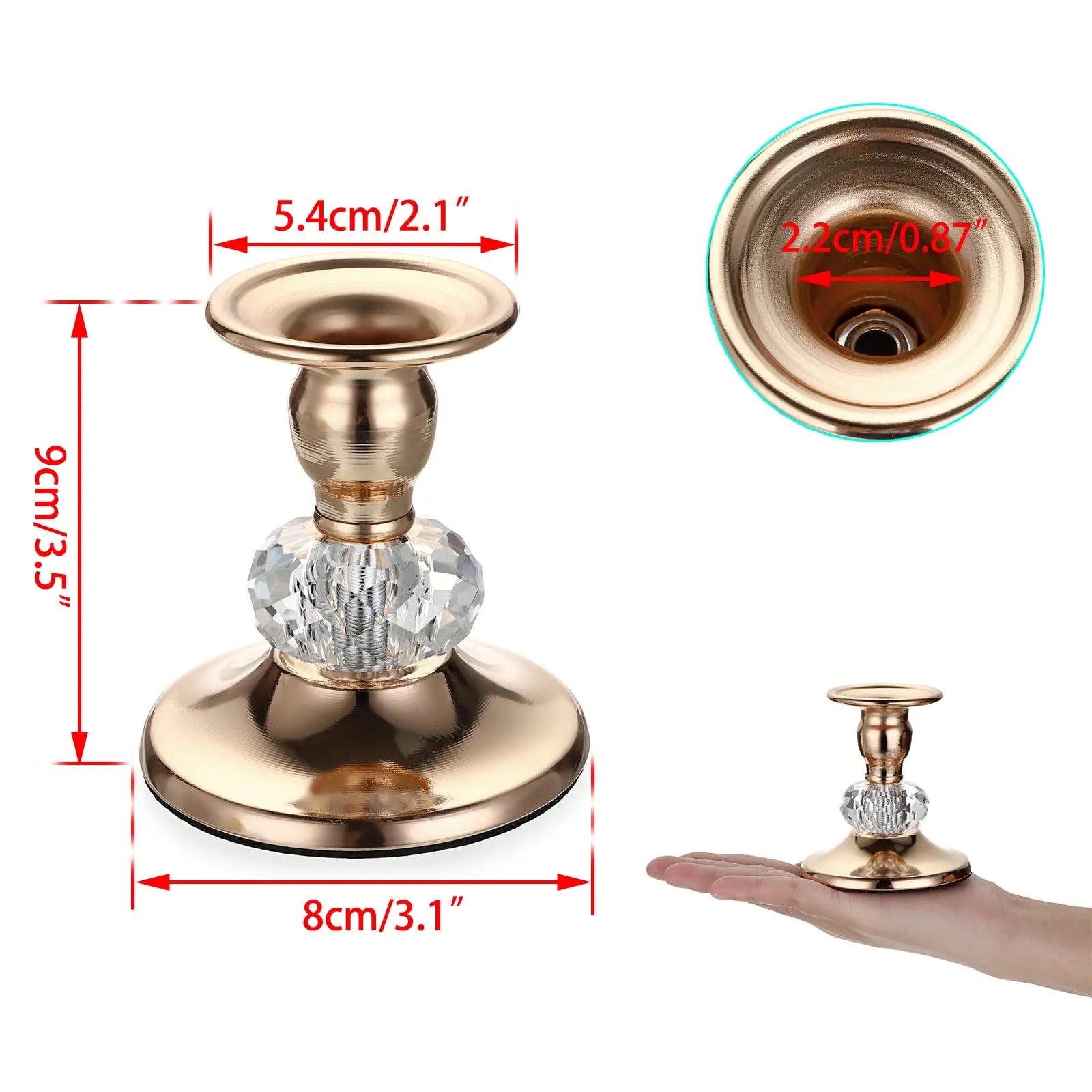 2-Pack Gold Metal Taper Candle Holders – Vintage Brass Taper Candlesticks for Wedding & Home Decor