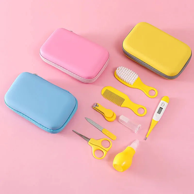 8-Piece Baby Care Kit – Newborn Grooming & Hygiene Essentials: Hospital-Grade Nail Clippers, Gentle Nasal Aspirator, Soft Brush, Comb, Finger Toothbrush, Thermometer Strip, Travel EVA Case