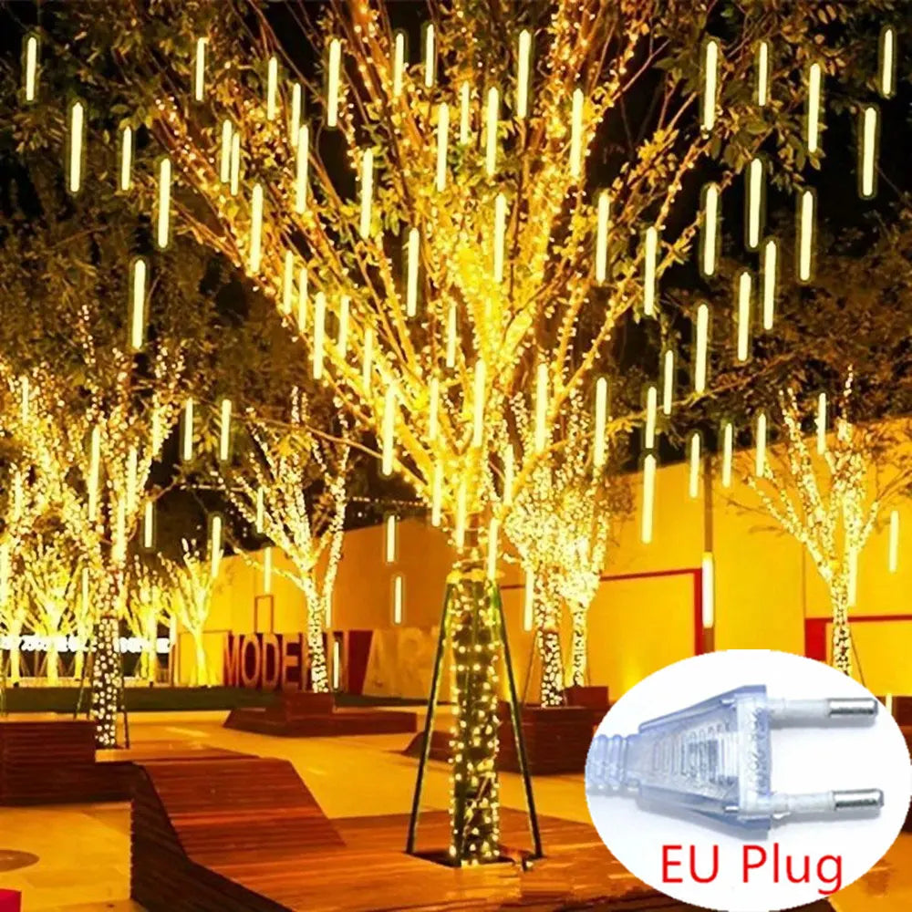 50cm (19.7in) 8-Tube LED Meteor Shower Rain String Lights - EU Plug Outdoor Fairy Garden Lights for Wedding & Christmas