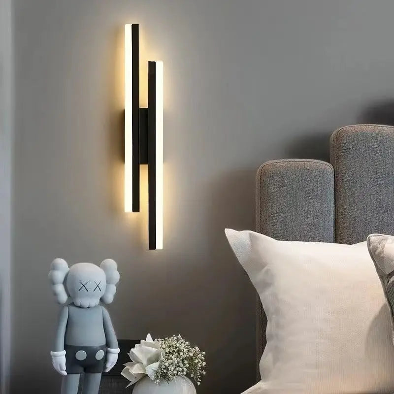 Modern Dimmable LED Wall Sconce 50 cm x 8 cm (19.7 in x 3.1 in) Acrylic Shade Bedside Wall Lamp – Gold / Black