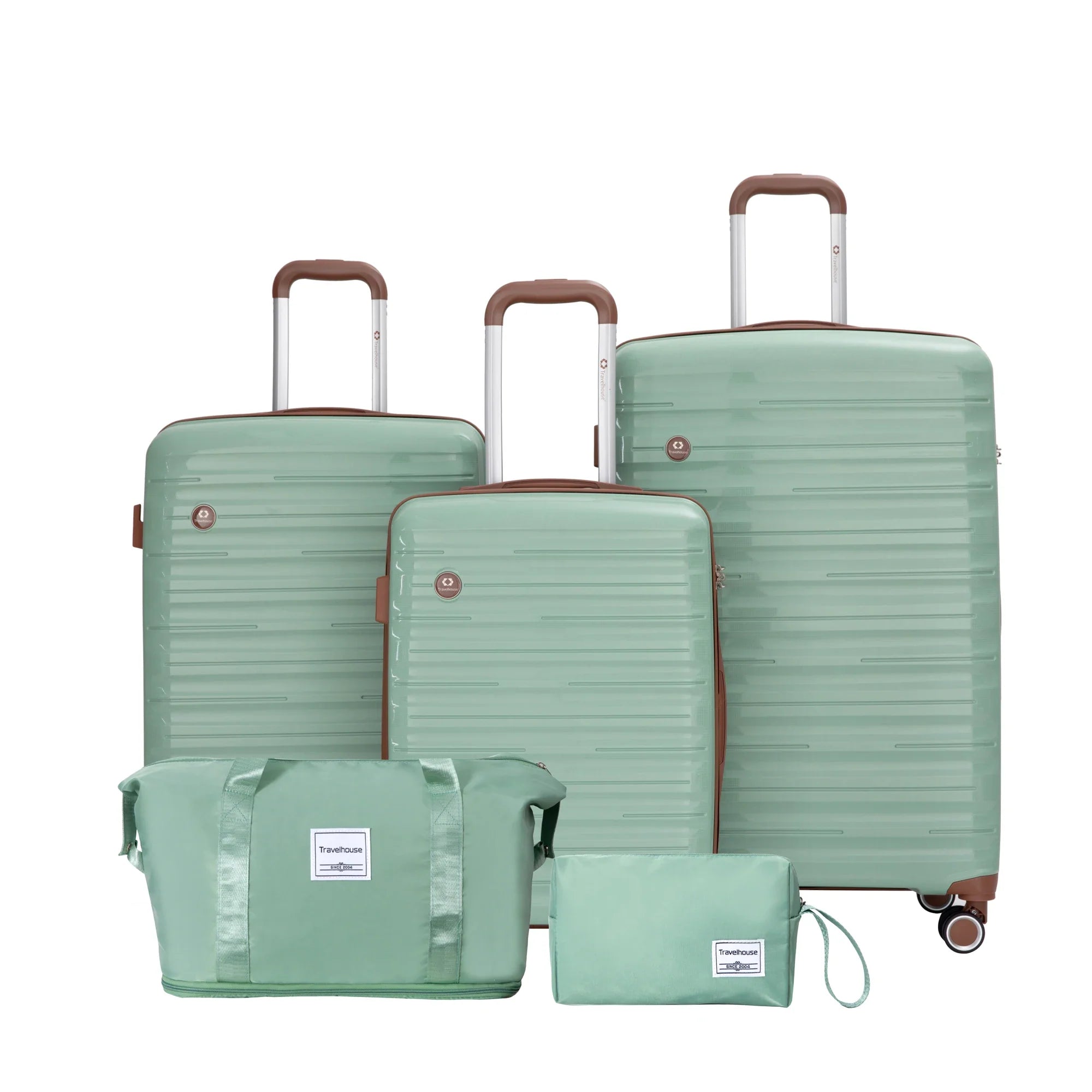 5-Piece Travel Luggage Set – 3 Hardshell Suitcases with Double Spinner Wheels & TSA Lock, Waterproof Duffel & Toiletry Bag