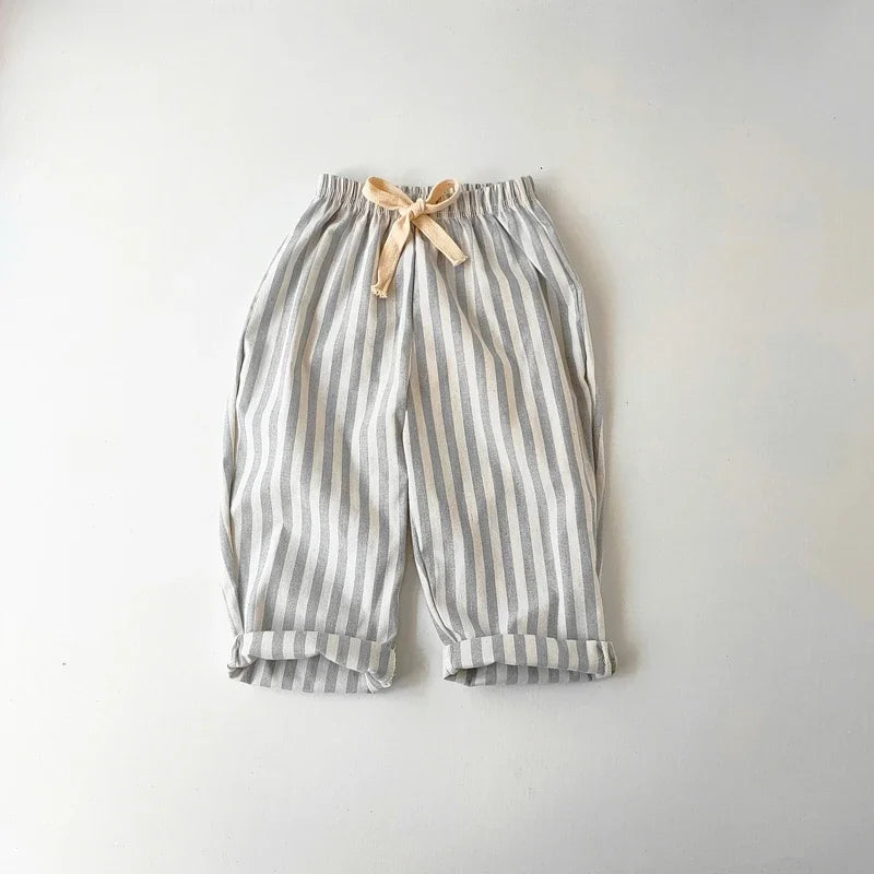 Kids Striped Linen-Cotton Harem Pants – Boys & Girls, Ages 4-6