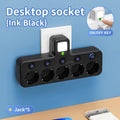 EU 4-Socket Wall Power Adapter with Individual Switches, 2500W Mountable Multi-Outlet (No Extension Cable) USB Option