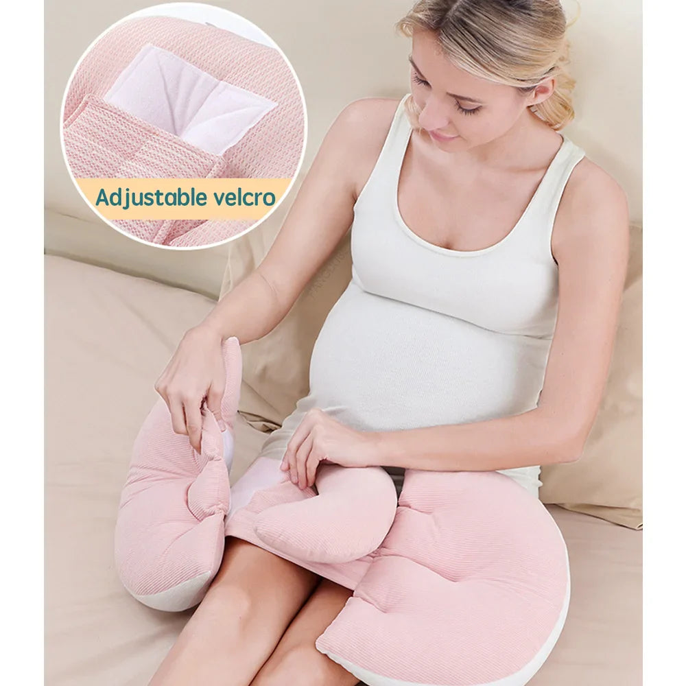 Pregnancy Body Pillow with Free Auxiliary Waist Support Pillow - Cotton Maternity Sleeping Pillow 64–78×36 cm (25–31×14 in)