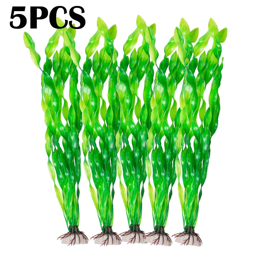 5/10-Pack Artificial Aquarium Plants - Plastic Seaweed Fish Tank Decorations, Assorted Heights 4.7-13.8 in (12-35 cm)