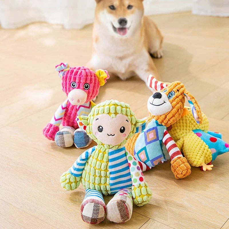 Plush Squeaky Dog & Cat Chew Toy — Bite-Resistant Interactive Puzzle for Teeth Cleaning