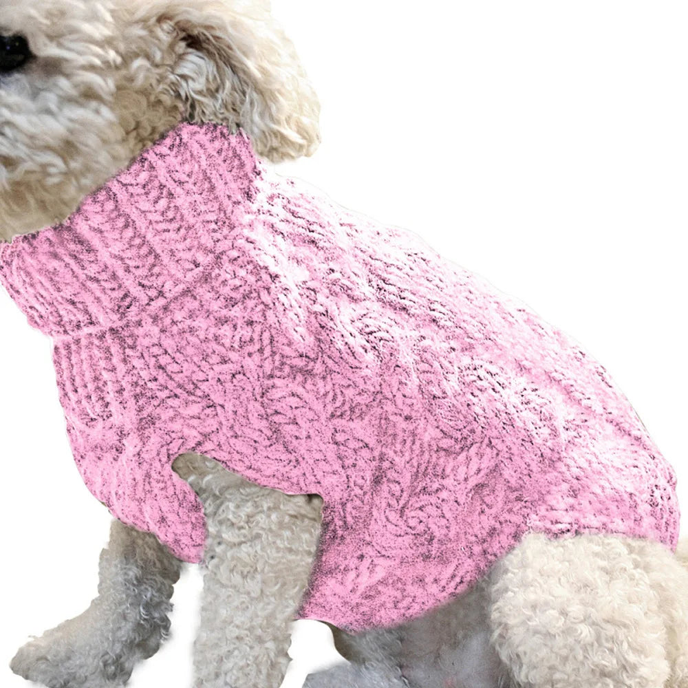 Knitted Cable Dog Sweater - Warm Autumn/Winter Pullover for Small Dogs