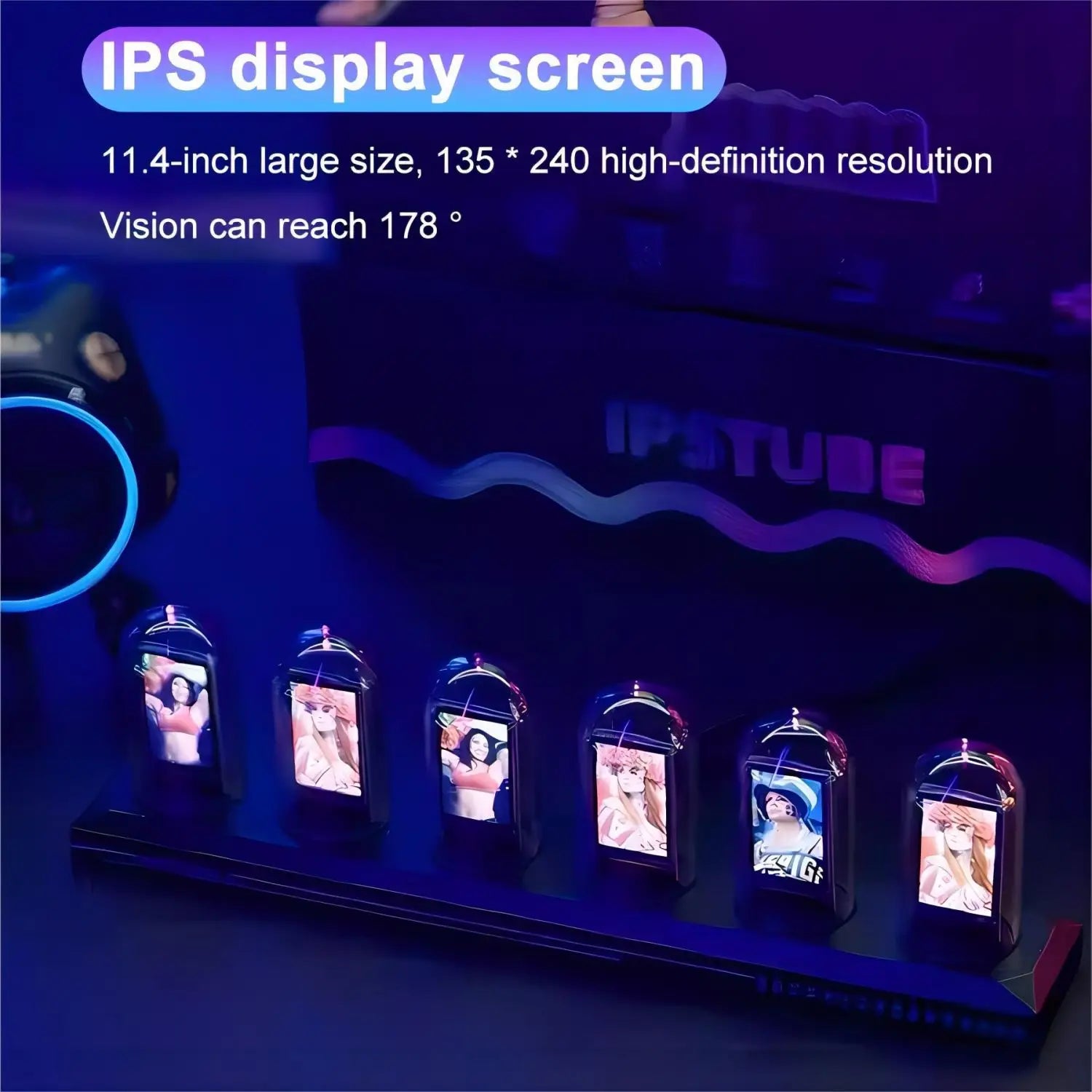 Nixie-Style IPS Tube Clock — RGB LED Night Light, Smart App & Wi‑Fi Control, DIY Display, Weather & Photo Album for Bedroom