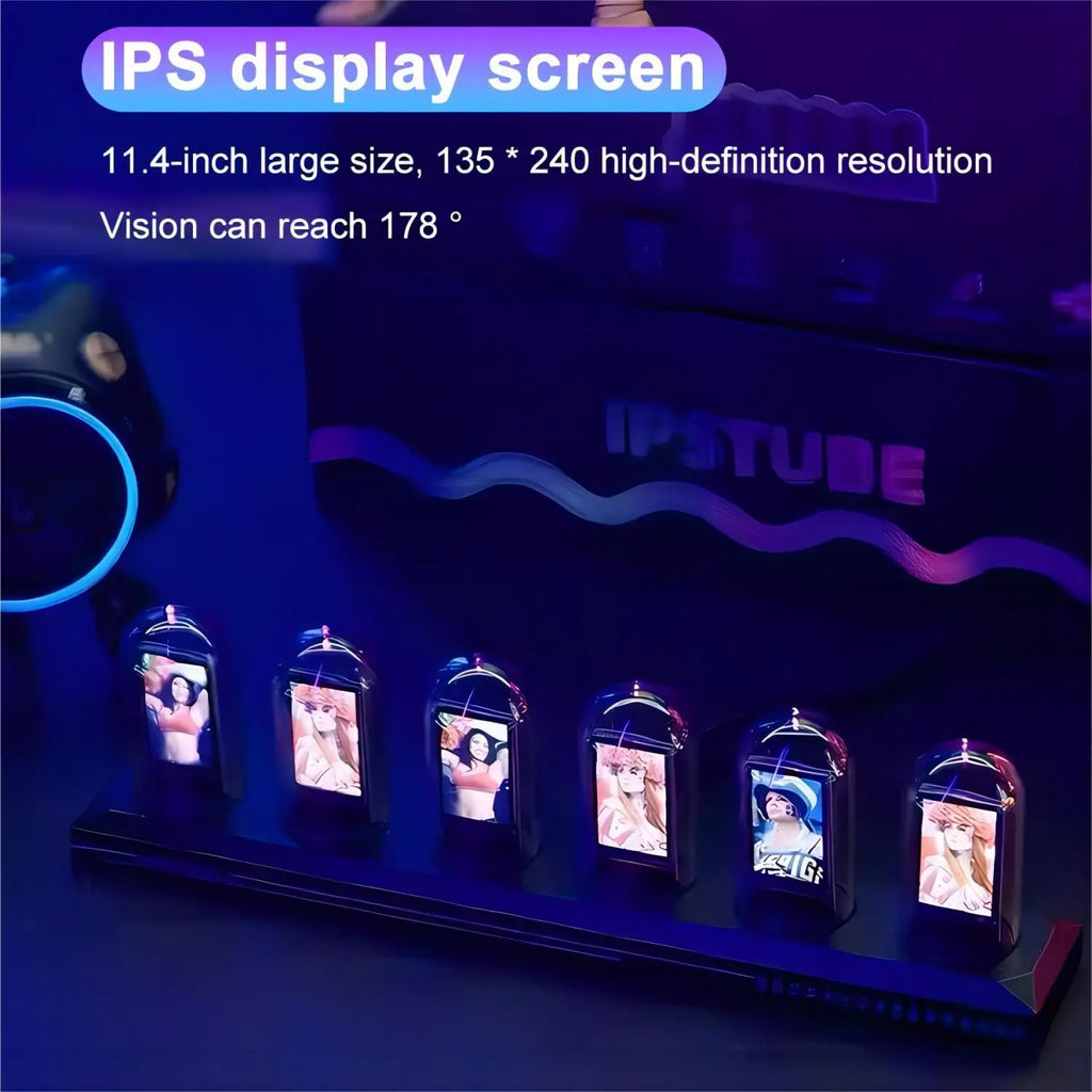 Glow Tube Clock 1.14-Inch (29 mm) IPS Display - RGB Smart App-Controlled Night Light & Ambient Table Lamp