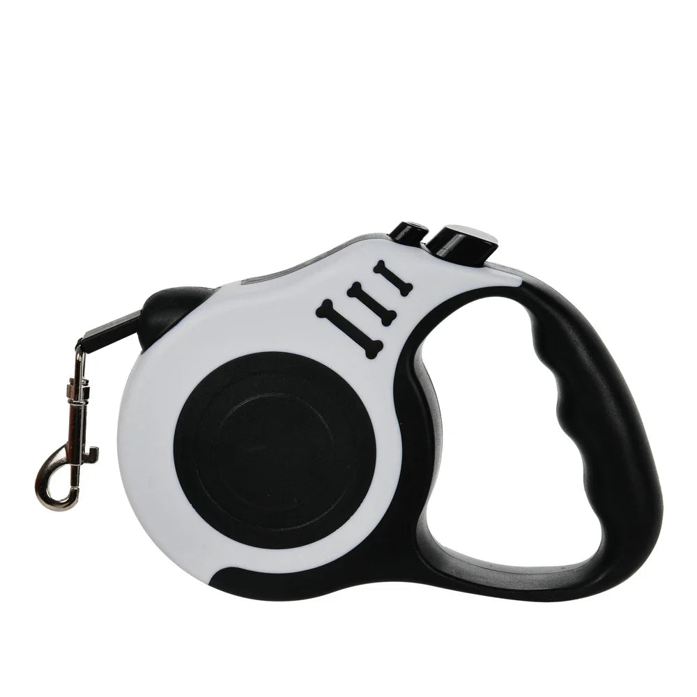 Retractable Dog Leash 3m/5m (9.8ft/16.4ft) Nylon Rope with Quick-Release ABS Case and Paw Print Keychain