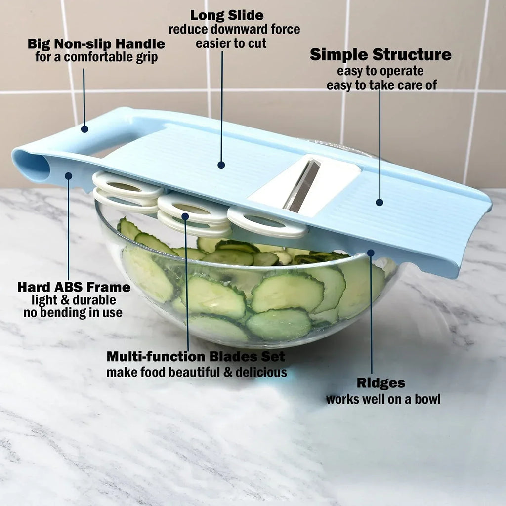 5-in-1 Mandoline Vegetable Slicer – Multi-Blade Potato Cutter, Grater & Shredder
