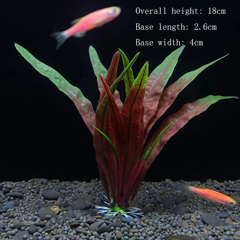 Artificial Aquarium Plants – Plastic Underwater Green Shrubs with Resin Base, Fish Tank Decoration
