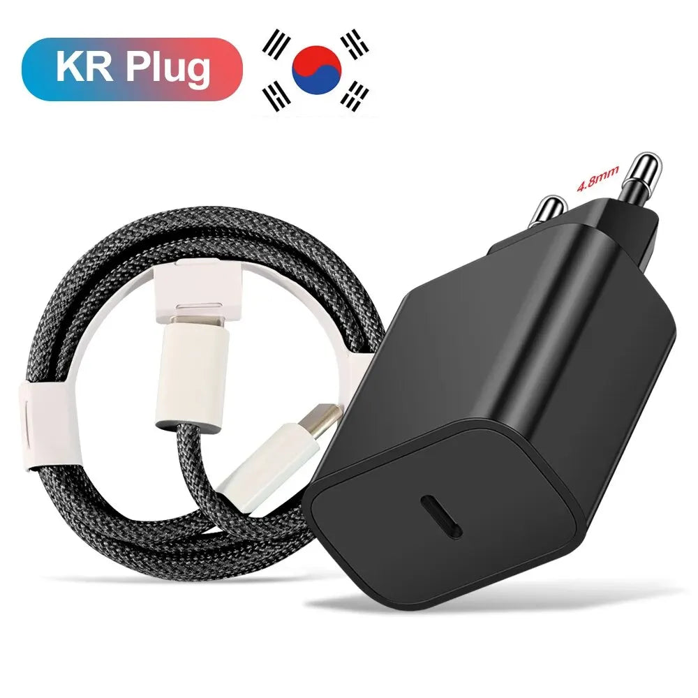20W USB-C PD Fast Charger with USB-C Cable — 1-Port Wall Adapter for iPhone 15, Samsung S23 Ultra, Xiaomi Redmi Note 12