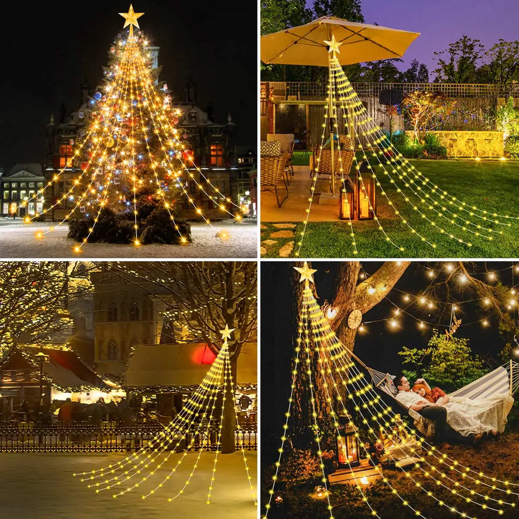Solar Star String Lights 2m/3m (6.6/9.8 ft) IP67 Waterproof 8-Mode Warm White and Multicolor Outdoor Christmas Wedding Fairy Lights