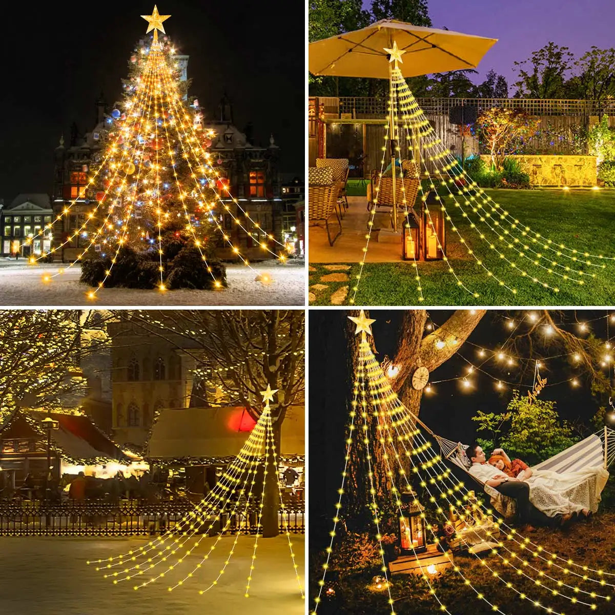 Solar Star String Lights 2m/3m (6.6/9.8 ft) IP67 Waterproof 8-Mode Warm White and Multicolor Outdoor Christmas Wedding Fairy Lights