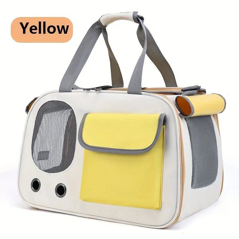 Portable Soft-Sided Nylon Pet Carrier for Cats & Small Dogs - Travel Mesh Carrier for Outdoor & Car