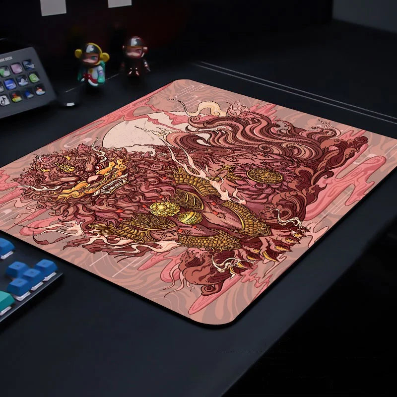 Cute Tiger Small Gaming Mouse Pad with Wrist Rest — Non-Slip Rubber Base, Anime Cartoon Desk Mat