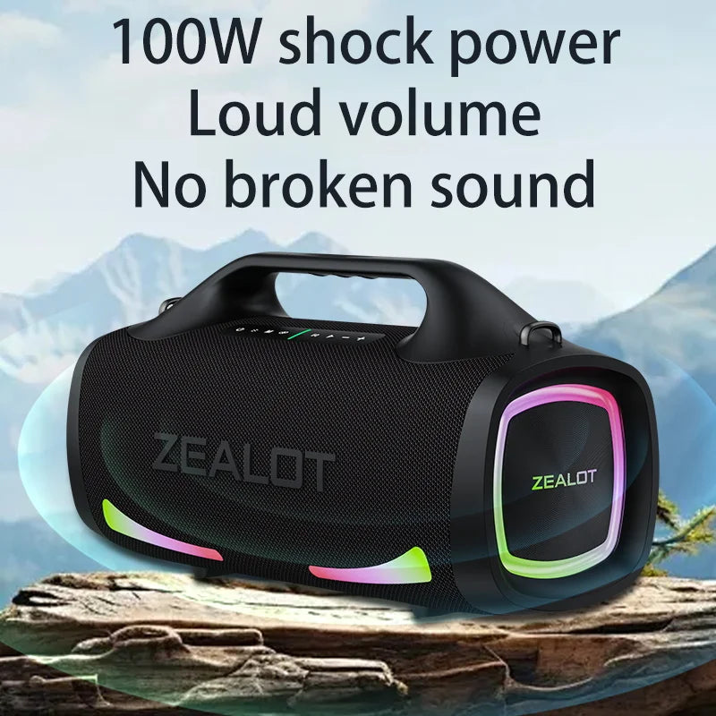 100W Wireless Bluetooth Portable Outdoor Speaker with Subwoofer, 24000mAh Fast-Charging, Dual Pairing, HiFi Bass, Waterproof
