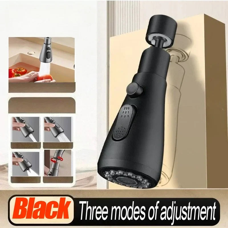 3-in-1 Kitchen Faucet Spray Head ABS Replaceable Sink Sprayer – 360° Rotating High-Pressure Nozzle