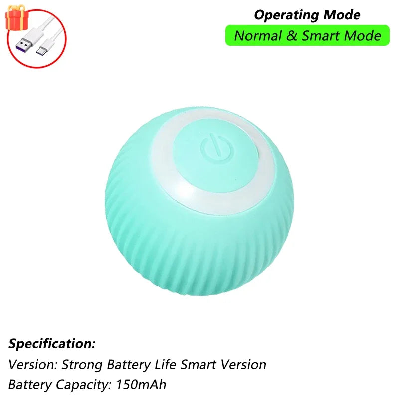 Rechargeable Interactive Cat Ball Toy — Automatic Rolling Smart Toy with Tail, LED & Obstacle Avoidance
