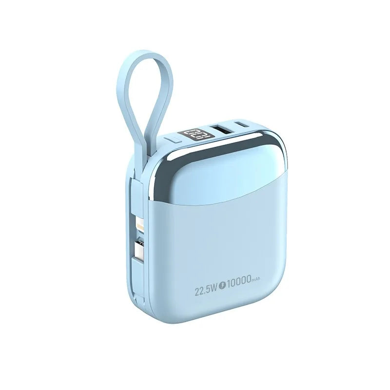 10000mAh 65W Portable Power Bank with Built-In USB-C Cable Fast Charge External Battery for iPhone Xiaomi Huawei Samsung