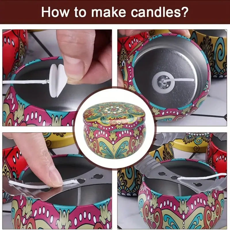 36-Pack Floral Tin Candle Jars 2.2 oz (approx. 62 g) Colorful Patterned Metal Candle Tins
