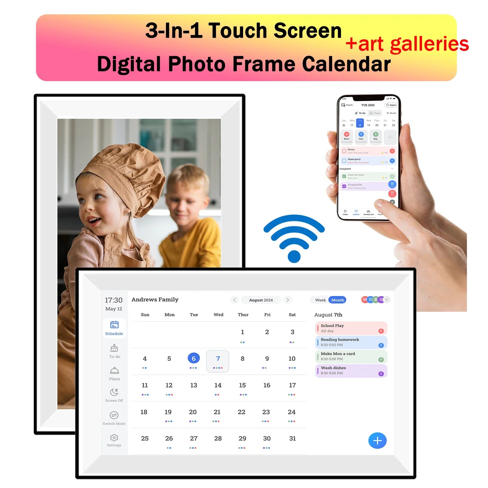 15.6-Inch (39.6 cm) 32GB WiFi Touch IPS Digital Photo Frame 1920x1080 Full HD Smart Frame - Share Photos & Videos