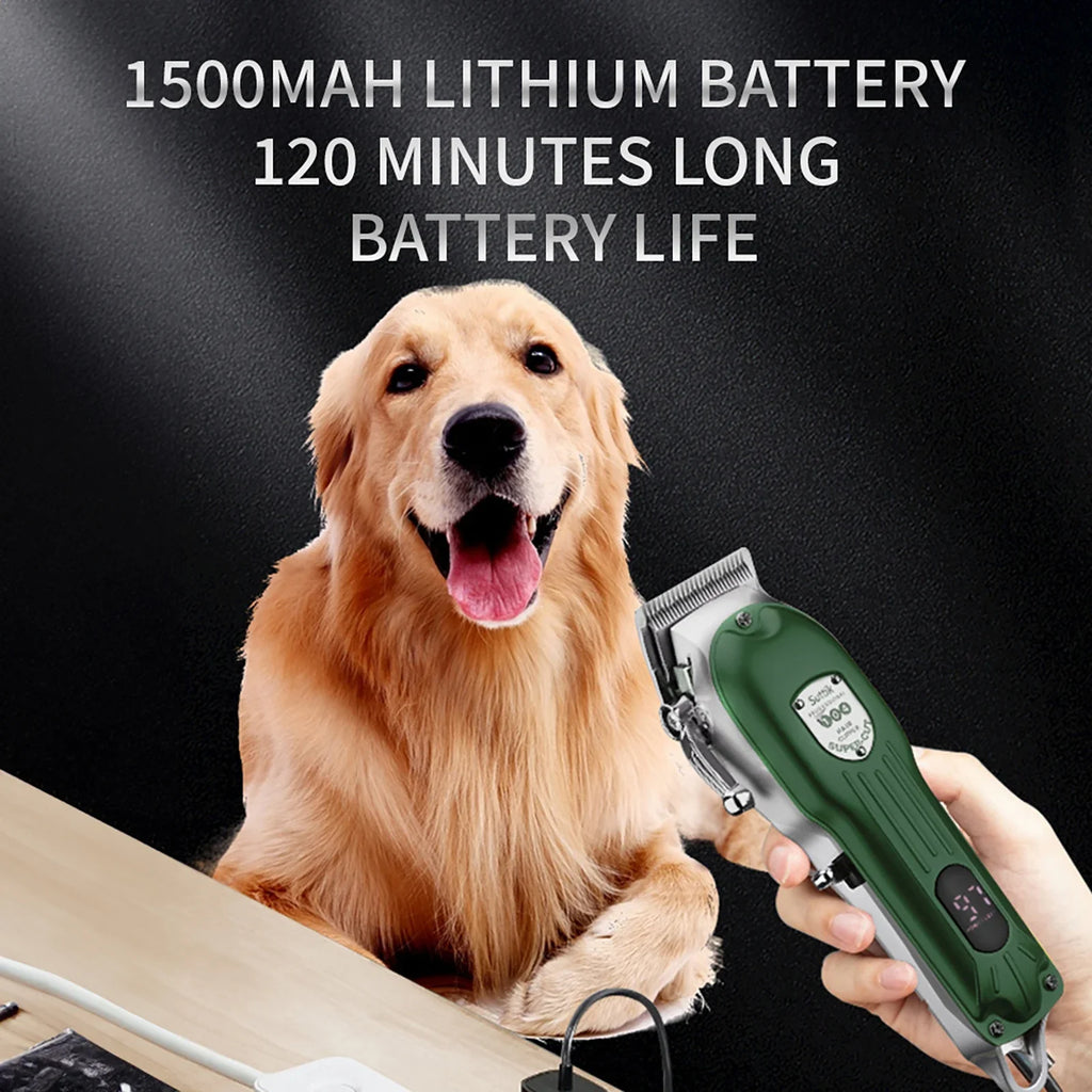 Professional Rechargeable Pet Hair Clipper - All-Metal Dog & Cat Grooming Trimmer, Quiet Cordless