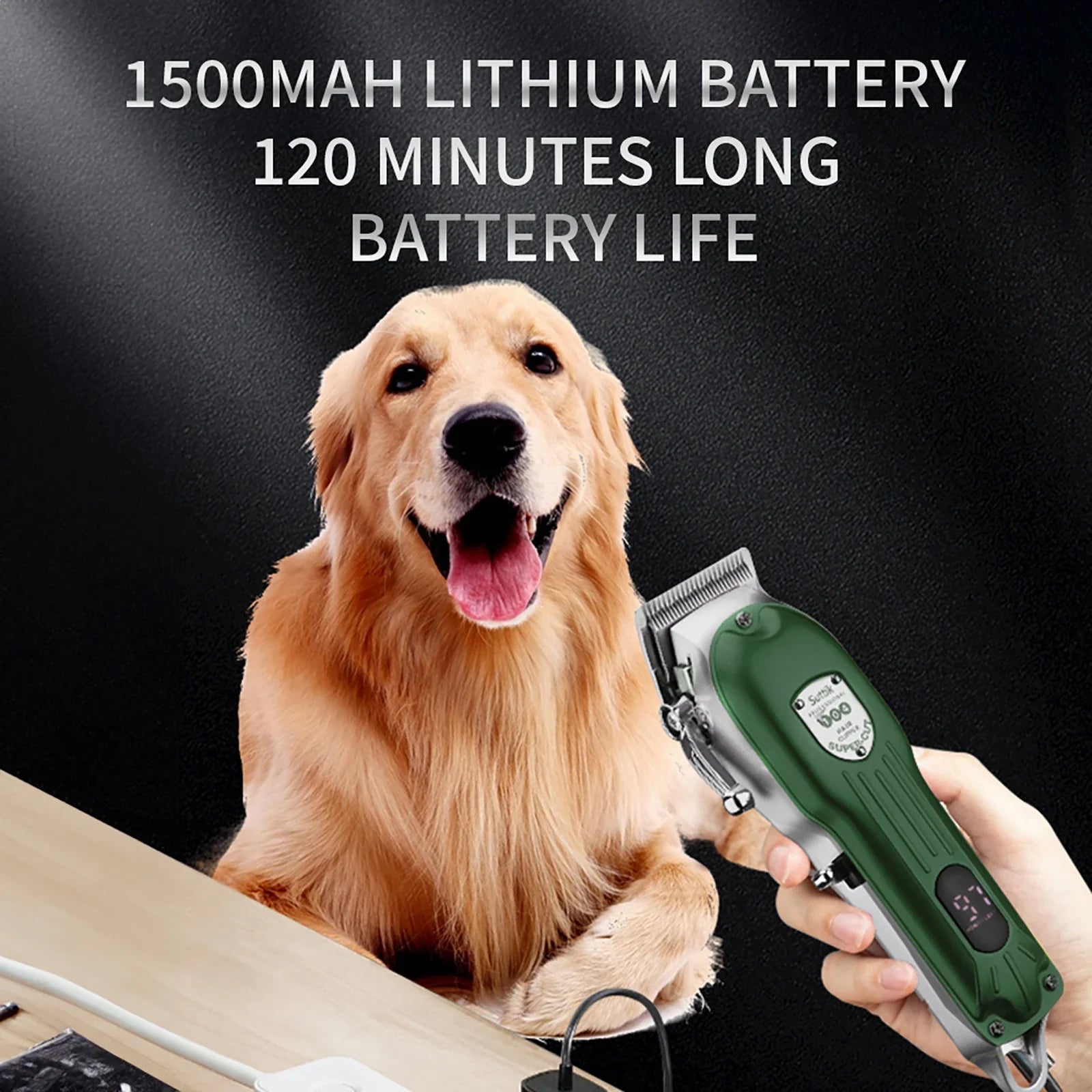 Professional Rechargeable Pet Hair Clipper - All-Metal Dog & Cat Grooming Trimmer, Quiet Cordless