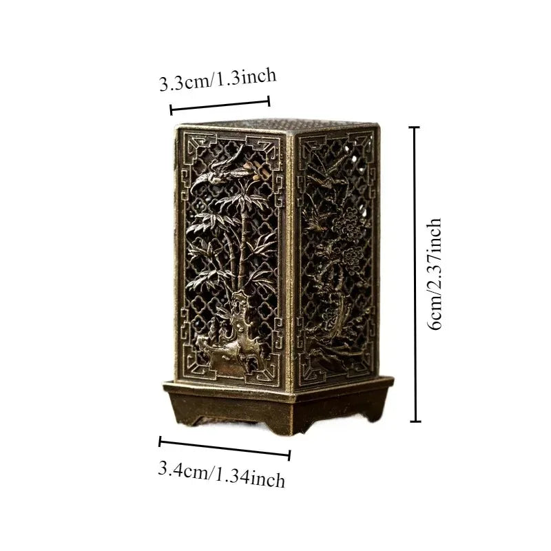 Square Vertical Incense Burner Small Xiangyun Alloy Incense Holder for Indoor Aromatherapy Home Décor