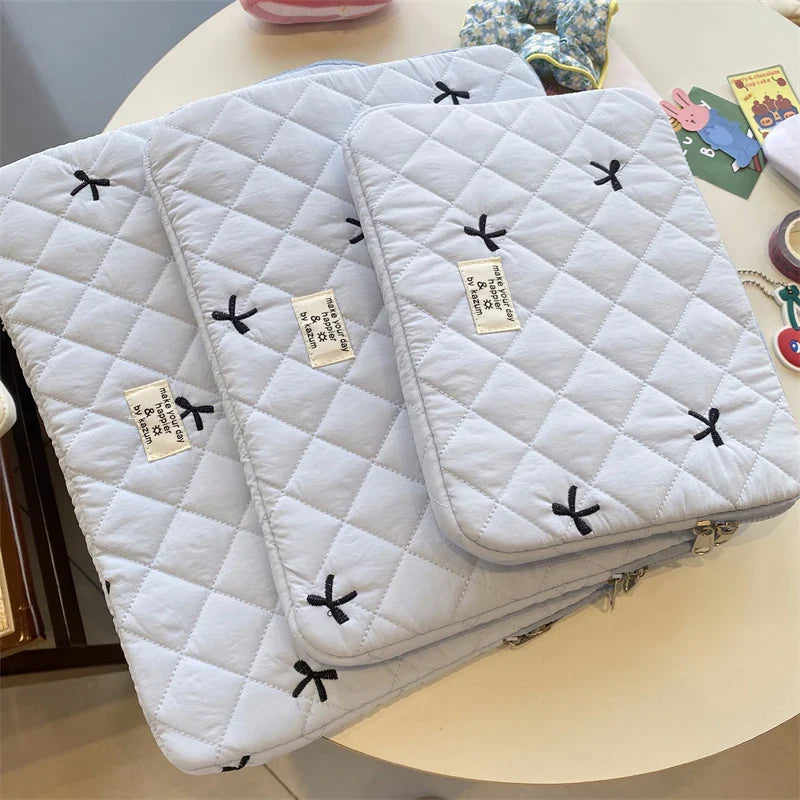 Floral Laptop & Tablet Sleeve 13.6/14/15/15.6 in (34.5–39.6 cm) + 10.5/10.9/11 in (26.7–27.9 cm) Soft Polyester Zipper Pouch