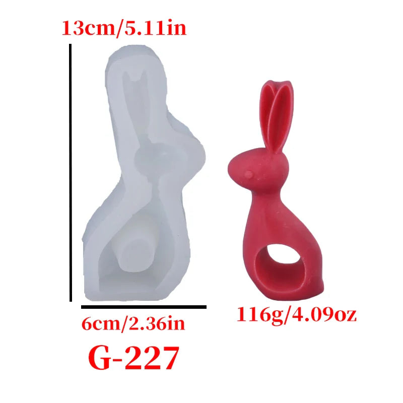3D Big-Eared Bunny Egg Silicone Mold for Candle Making, Soap & Plaster DIY 2.4 x 2.4 x 3.3 in (6 x 6 x 8.5 cm)