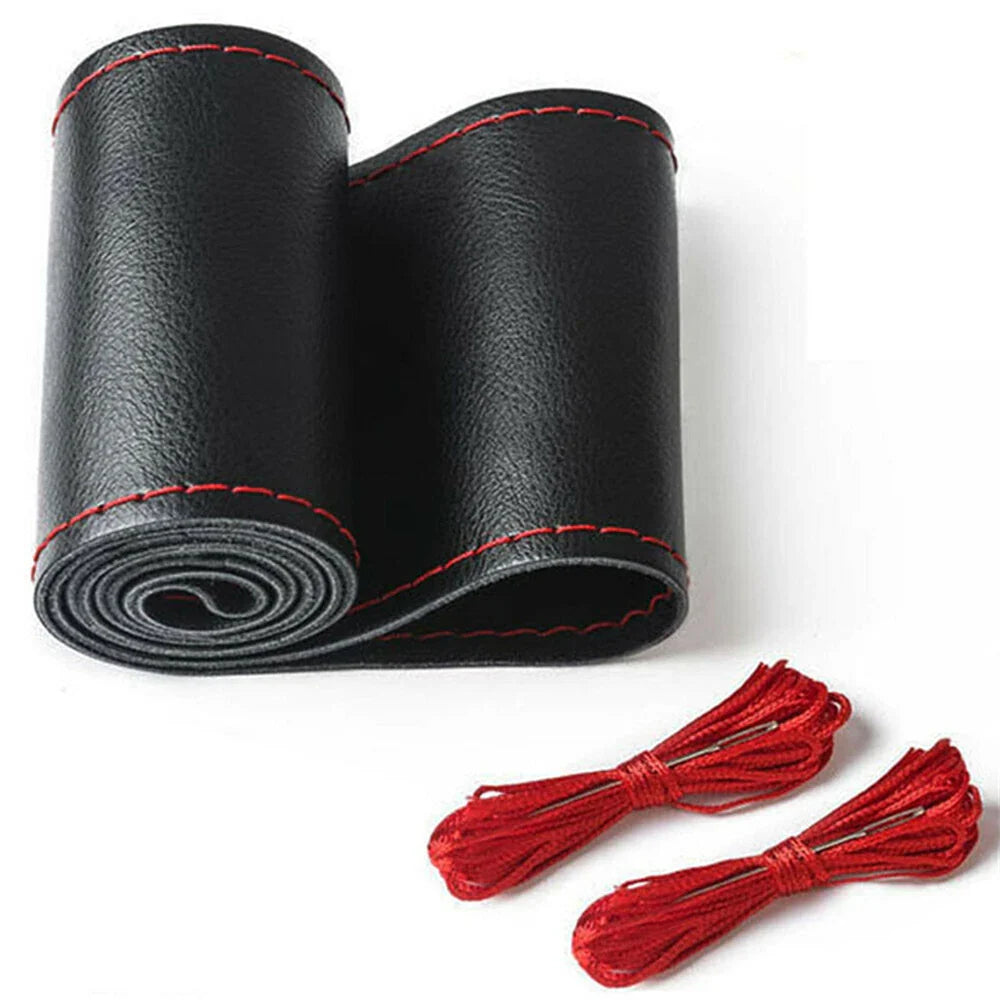 Universal Braided Microfiber Leather Steering Wheel Cover 15 in (38 cm) Wear-Resistant Grip
